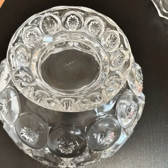 Vintage L.E. Smith Mould Weishar Glass Crystal Moon and Star Ex-Large Short Cand